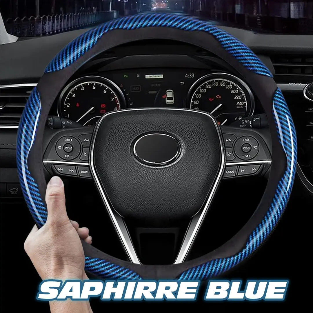 🔥 Hot Sale 50% OFF 🔥Samez Carbon Fiber Silicone Anti-Slip Car Steering Wheel Cover Universal Fit