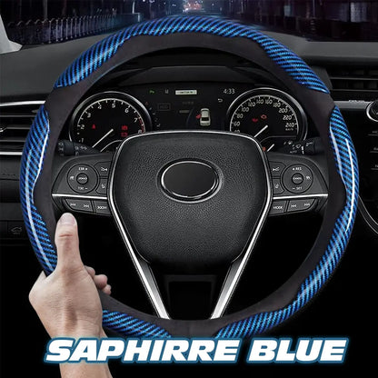 🔥 Hot Sale 50% OFF 🔥Samez Carbon Fiber Silicone Anti-Slip Car Steering Wheel Cover Universal Fit