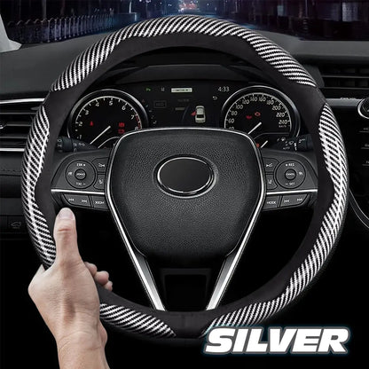🔥 Hot Sale 50% OFF 🔥Samez Carbon Fiber Silicone Anti-Slip Car Steering Wheel Cover Universal Fit