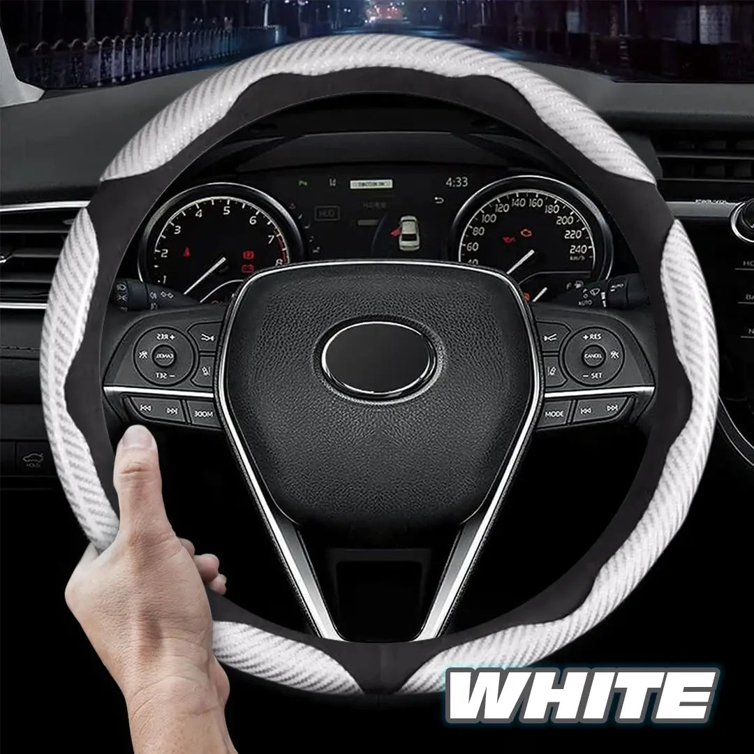 🔥 Hot Sale 50% OFF 🔥Samez Carbon Fiber Silicone Anti-Slip Car Steering Wheel Cover Universal Fit