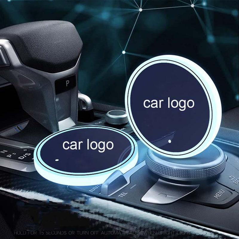 7 Colors Led Car Logo Cup Lights up Holder(1 pair)