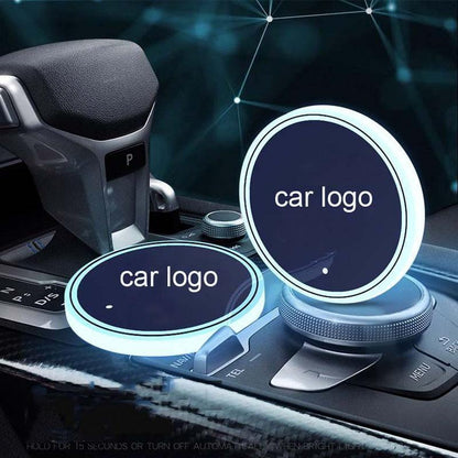 7 Colors Led Car Logo Cup Lights up Holder(1 pair)