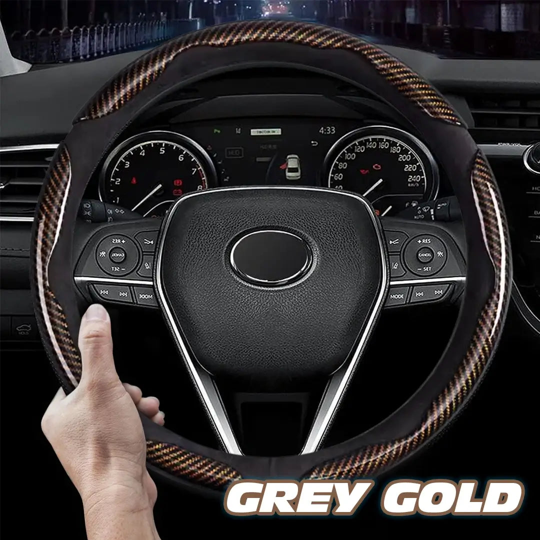 🔥 Hot Sale 50% OFF 🔥Samez Carbon Fiber Silicone Anti-Slip Car Steering Wheel Cover Universal Fit