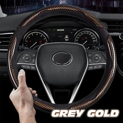 🔥 Hot Sale 50% OFF 🔥Samez Carbon Fiber Silicone Anti-Slip Car Steering Wheel Cover Universal Fit