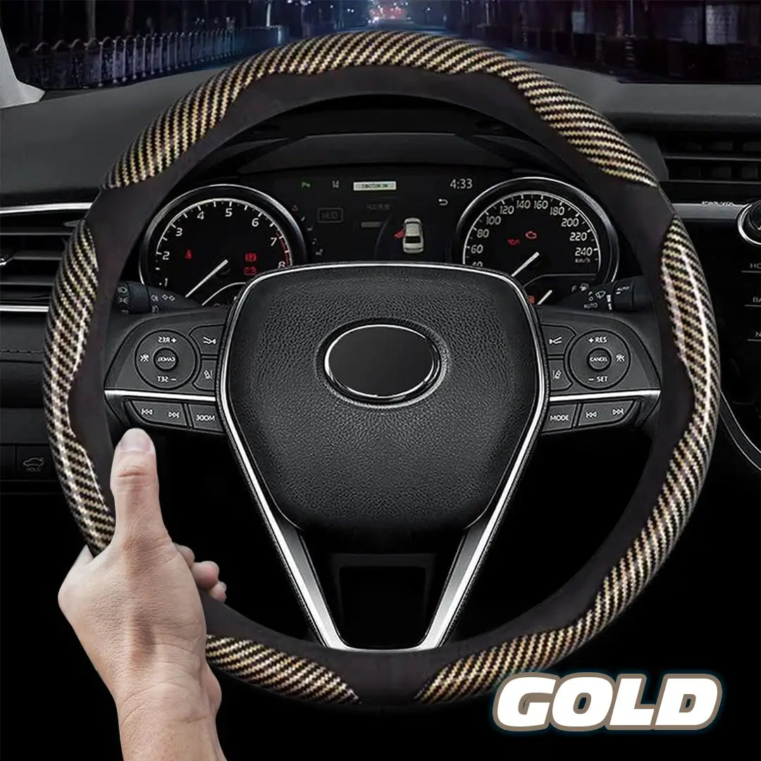 🔥 Hot Sale 50% OFF 🔥Samez Carbon Fiber Silicone Anti-Slip Car Steering Wheel Cover Universal Fit