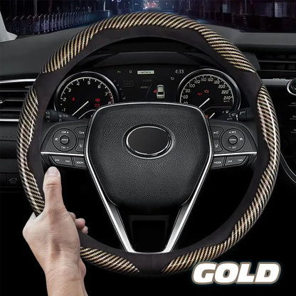 🔥 Hot Sale 50% OFF 🔥Samez Carbon Fiber Silicone Anti-Slip Car Steering Wheel Cover Universal Fit