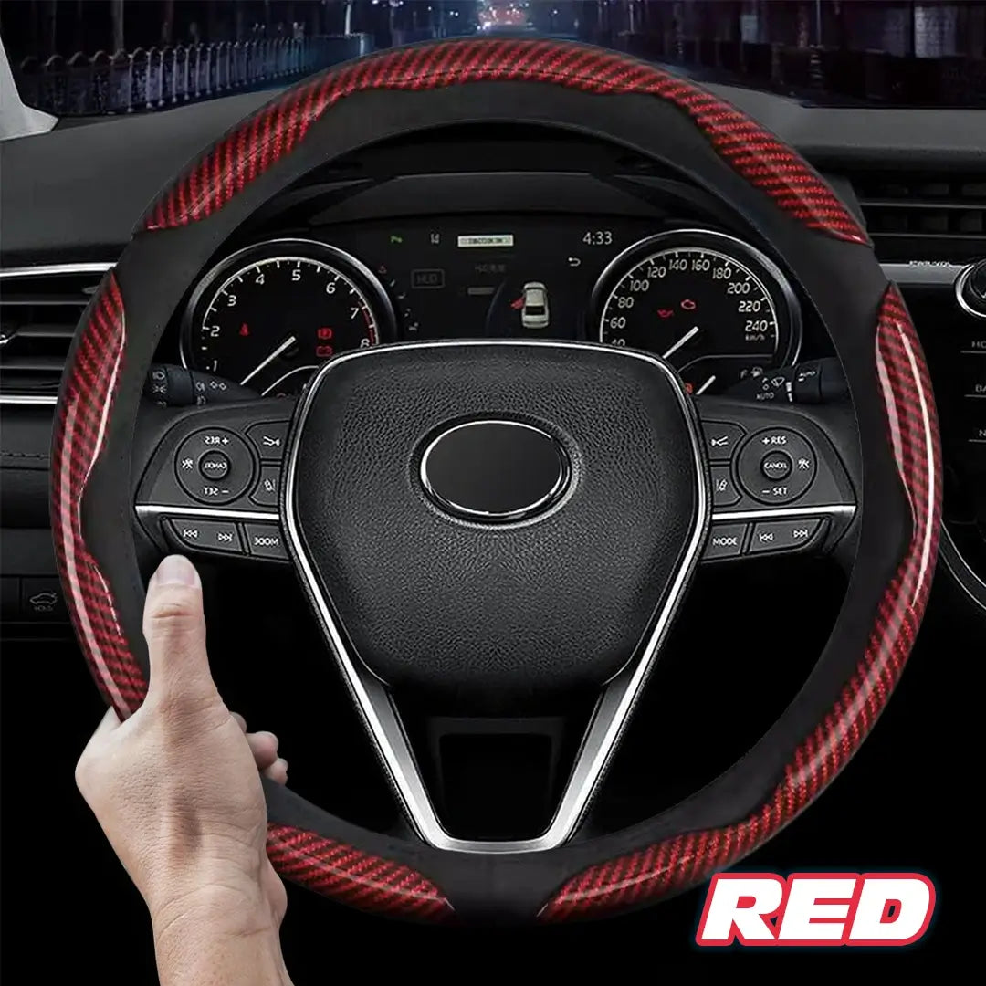 🔥 Hot Sale 50% OFF 🔥Samez Carbon Fiber Silicone Anti-Slip Car Steering Wheel Cover Universal Fit
