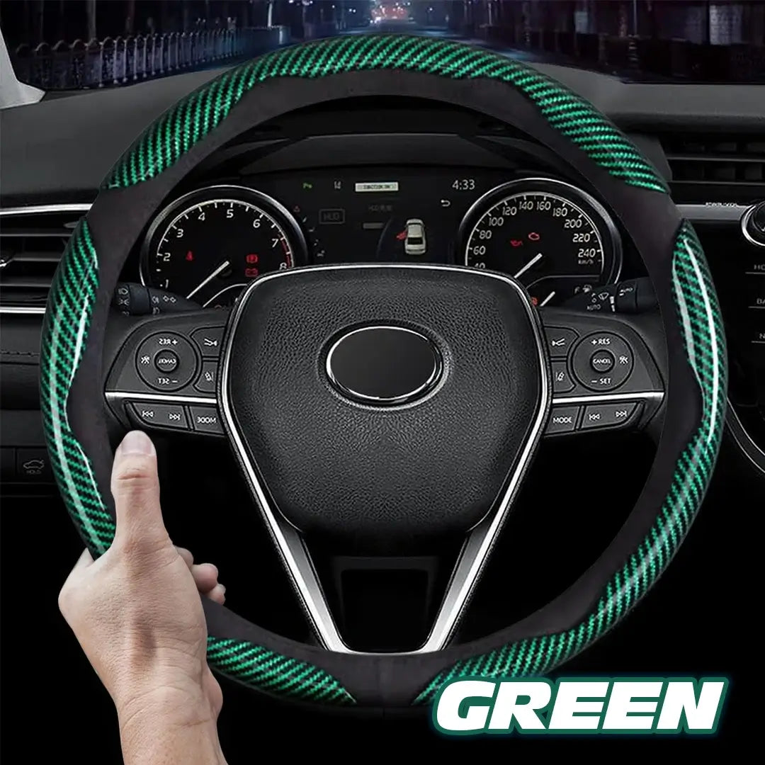 🔥 Hot Sale 50% OFF 🔥Samez Carbon Fiber Silicone Anti-Slip Car Steering Wheel Cover Universal Fit