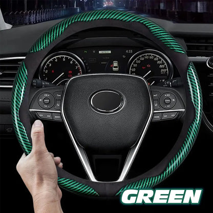 🔥 Hot Sale 50% OFF 🔥Samez Carbon Fiber Silicone Anti-Slip Car Steering Wheel Cover Universal Fit