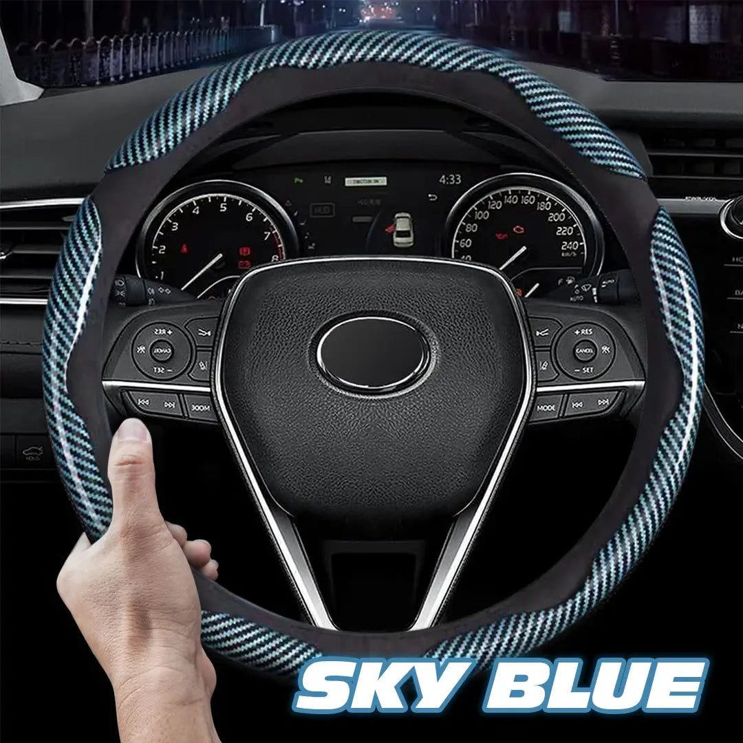🔥 Hot Sale 50% OFF 🔥Samez Carbon Fiber Silicone Anti-Slip Car Steering Wheel Cover Universal Fit