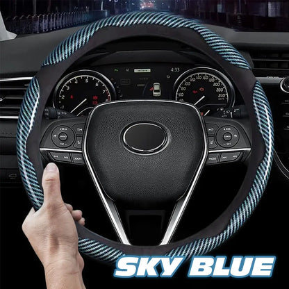 🔥 Hot Sale 50% OFF 🔥Samez Carbon Fiber Silicone Anti-Slip Car Steering Wheel Cover Universal Fit