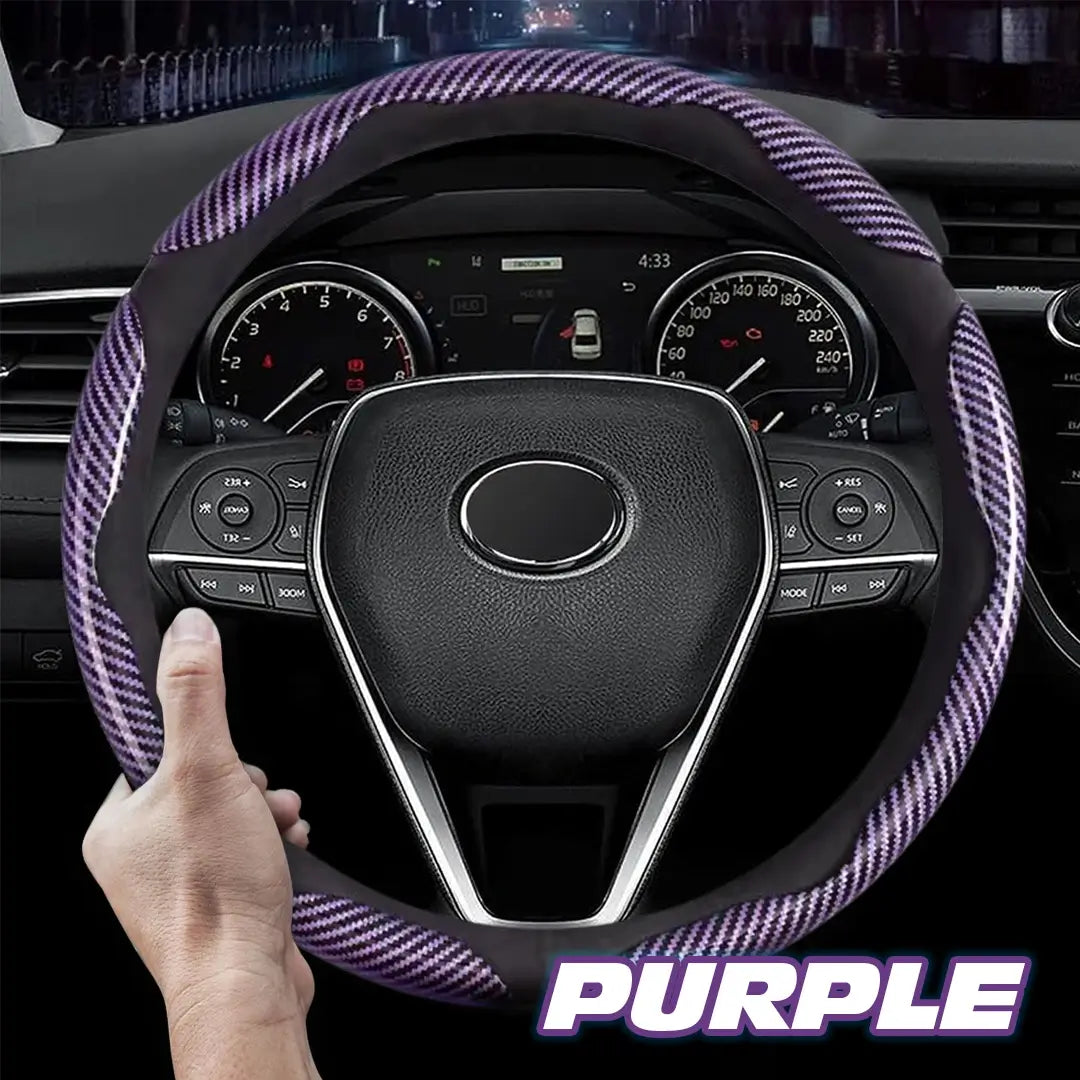 🔥 Hot Sale 50% OFF 🔥Samez Carbon Fiber Silicone Anti-Slip Car Steering Wheel Cover Universal Fit