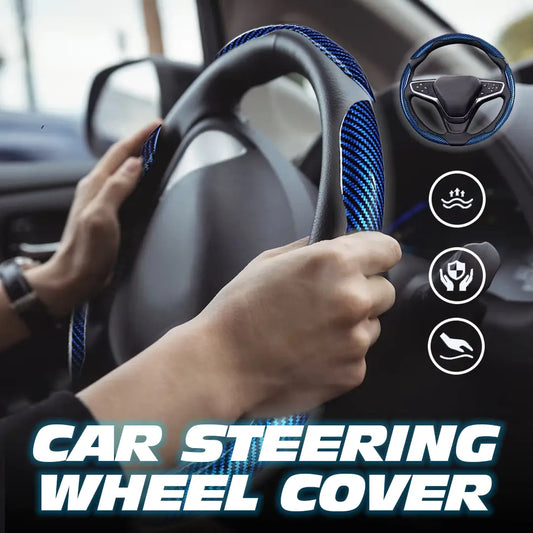 🔥 Hot Sale 50% OFF 🔥Samez Carbon Fiber Silicone Anti-Slip Car Steering Wheel Cover Universal Fit