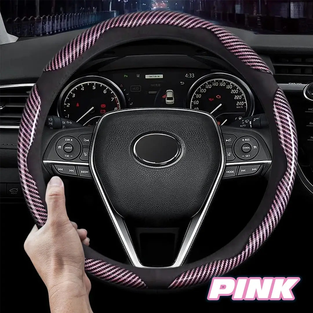 🔥 Hot Sale 50% OFF 🔥Samez Carbon Fiber Silicone Anti-Slip Car Steering Wheel Cover Universal Fit