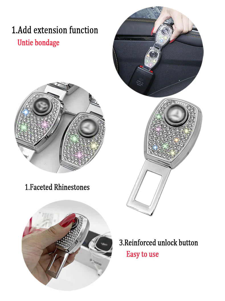 🔥Hot Sale 50 OFF🔥Car Seat Belt Rhinestone Metal Extended Buckle