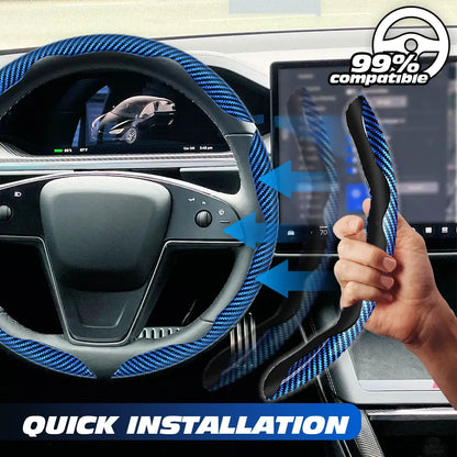 🔥 Hot Sale 50% OFF 🔥Samez Carbon Fiber Silicone Anti-Slip Car Steering Wheel Cover Universal Fit