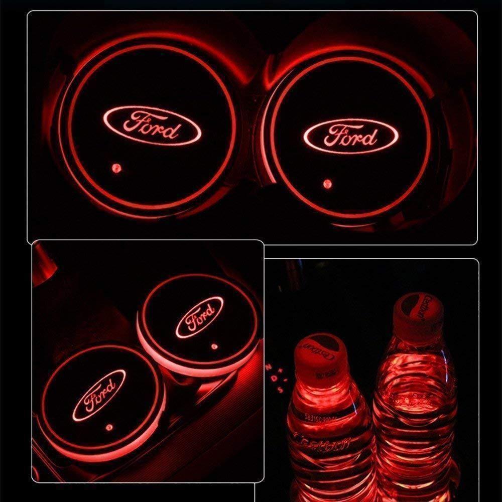 7 Colors Led Car Logo Cup Lights up Holder(1 pair)
