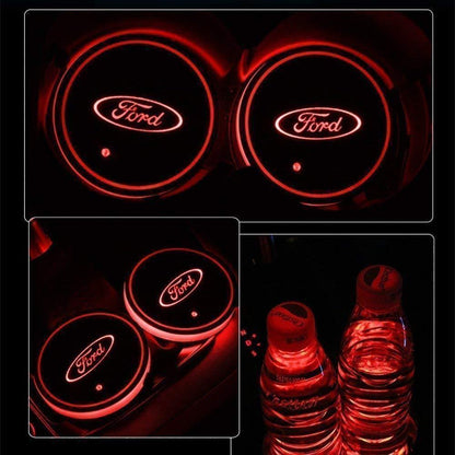 7 Colors Led Car Logo Cup Lights up Holder(1 pair)