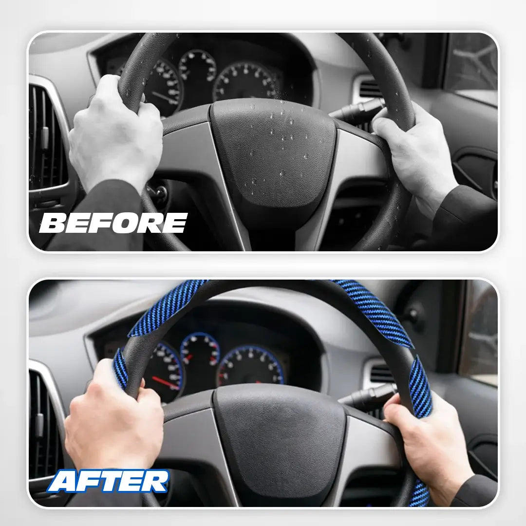 🔥 Hot Sale 50% OFF 🔥Samez Carbon Fiber Silicone Anti-Slip Car Steering Wheel Cover Universal Fit