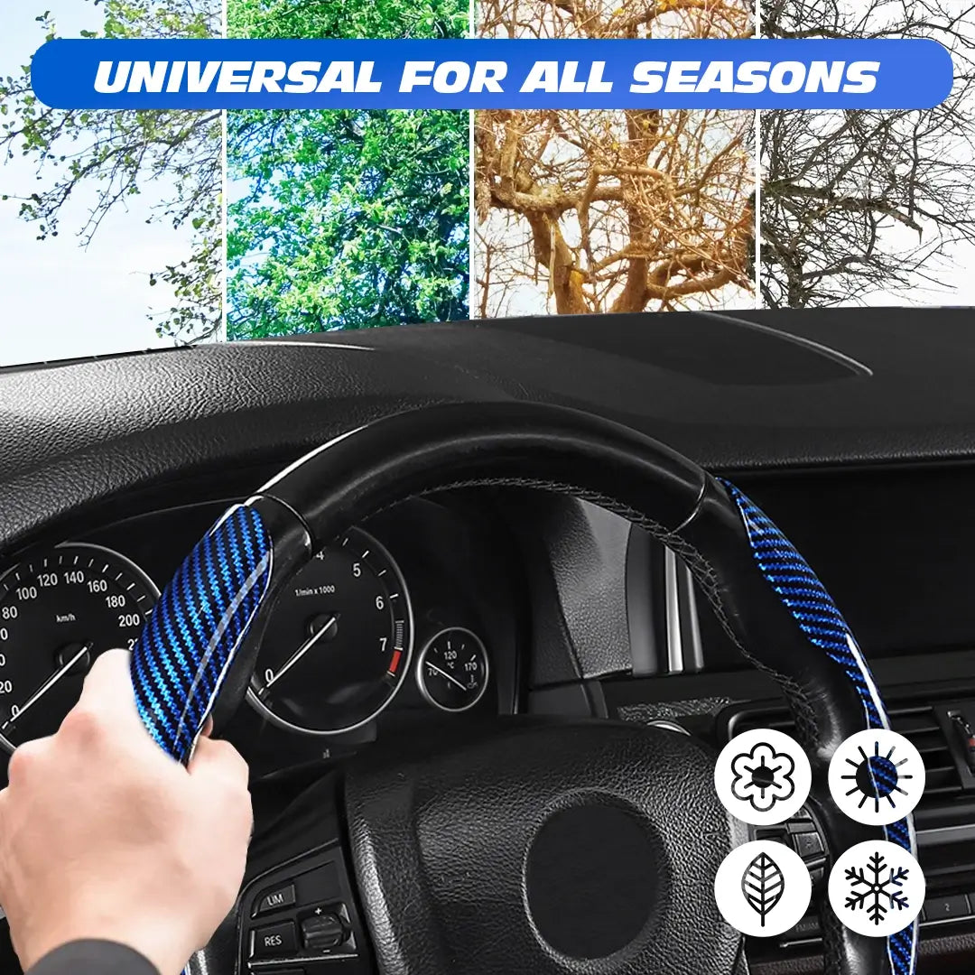 🔥 Hot Sale 50% OFF 🔥Samez Carbon Fiber Silicone Anti-Slip Car Steering Wheel Cover Universal Fit