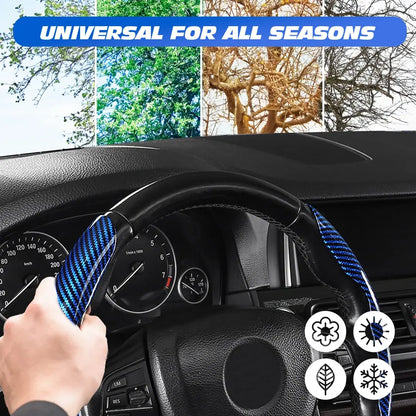 🔥 Hot Sale 50% OFF 🔥Samez Carbon Fiber Silicone Anti-Slip Car Steering Wheel Cover Universal Fit