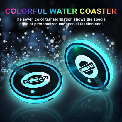 7 Colors Led Car Logo Cup Lights up Holder(1 pair)