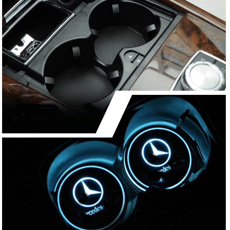 7 Colors Led Car Logo Cup Lights up Holder(1 pair)