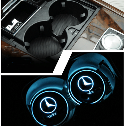 7 Colors Led Car Logo Cup Lights up Holder(1 pair)