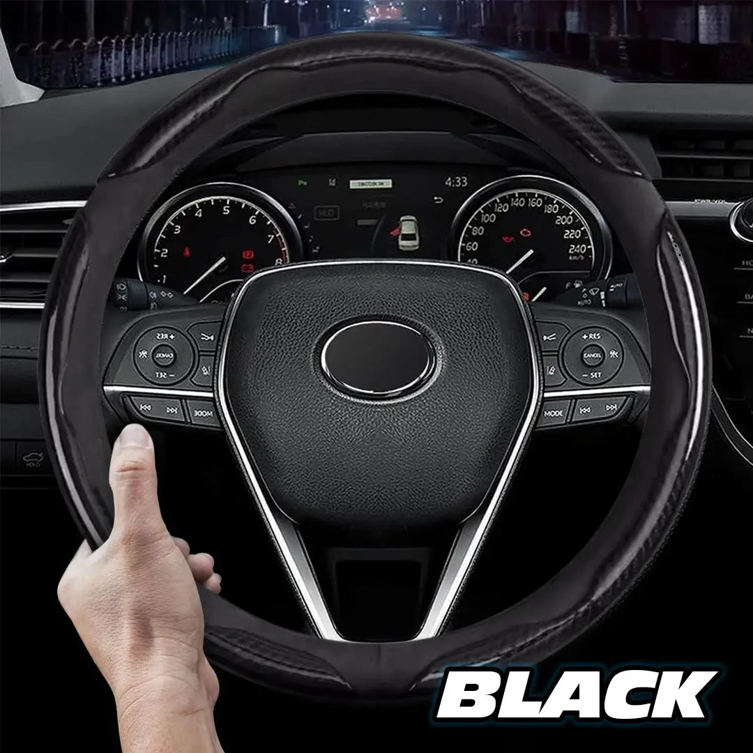 🔥 Hot Sale 50% OFF 🔥Samez Carbon Fiber Silicone Anti-Slip Car Steering Wheel Cover Universal Fit