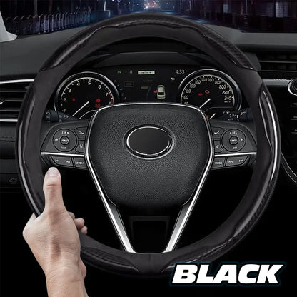 🔥 Hot Sale 50% OFF 🔥Samez Carbon Fiber Silicone Anti-Slip Car Steering Wheel Cover Universal Fit
