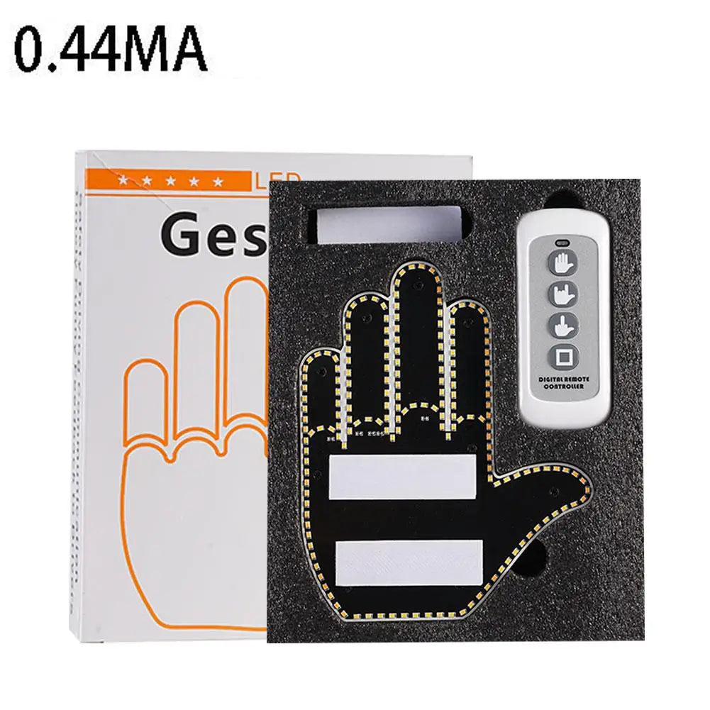 Funny Car Finger Light With Remote Road Rage Signs Middle Gesture Hand Lamp Sticker Glow Panel For Cars