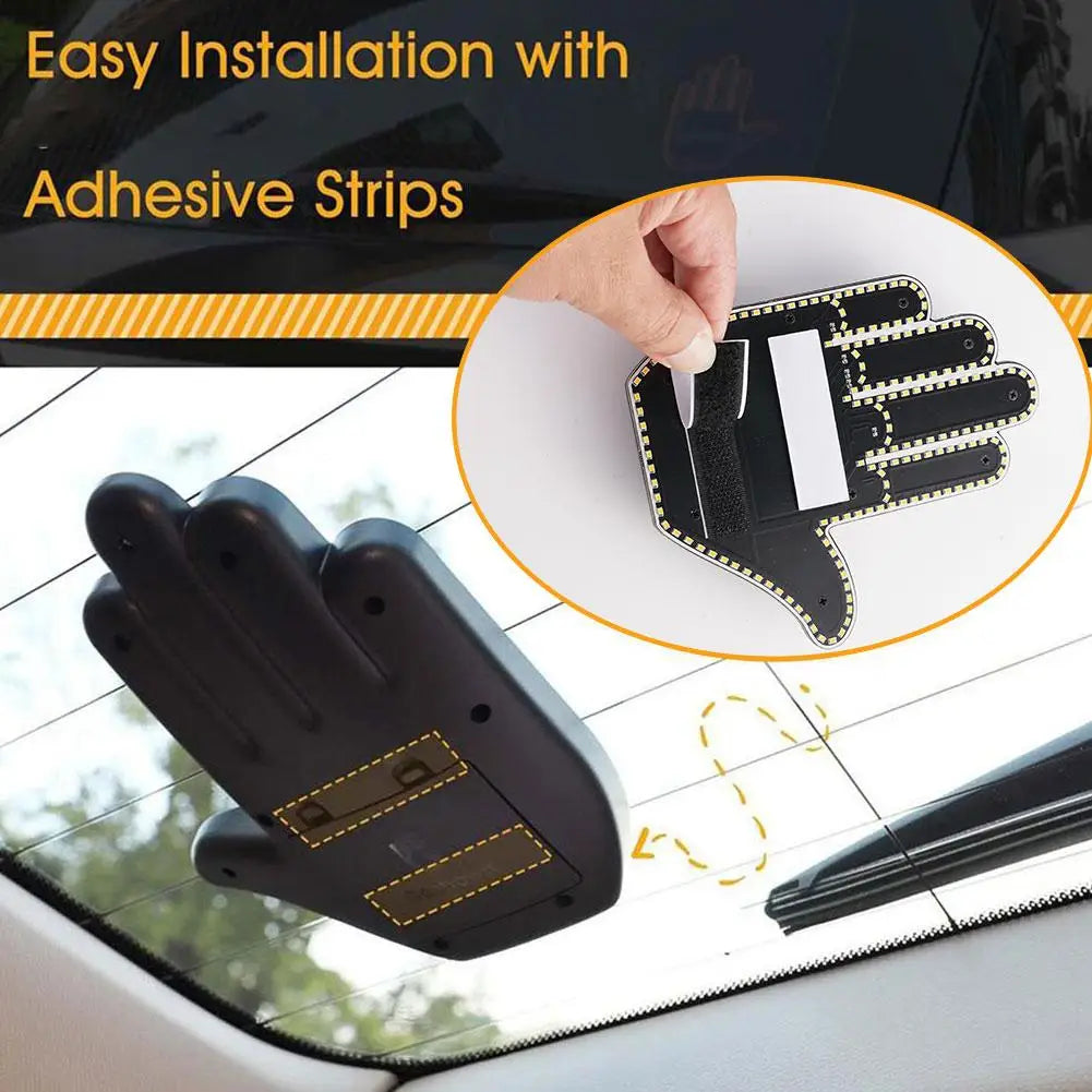 Funny Car Finger Light With Remote Road Rage Signs Middle Gesture Hand Lamp Sticker Glow Panel For Cars