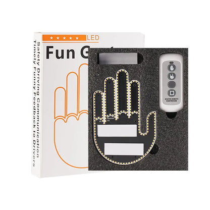 Funny Car Finger Light With Remote Road Rage Signs Middle Gesture Hand Lamp Sticker Glow Panel For Cars