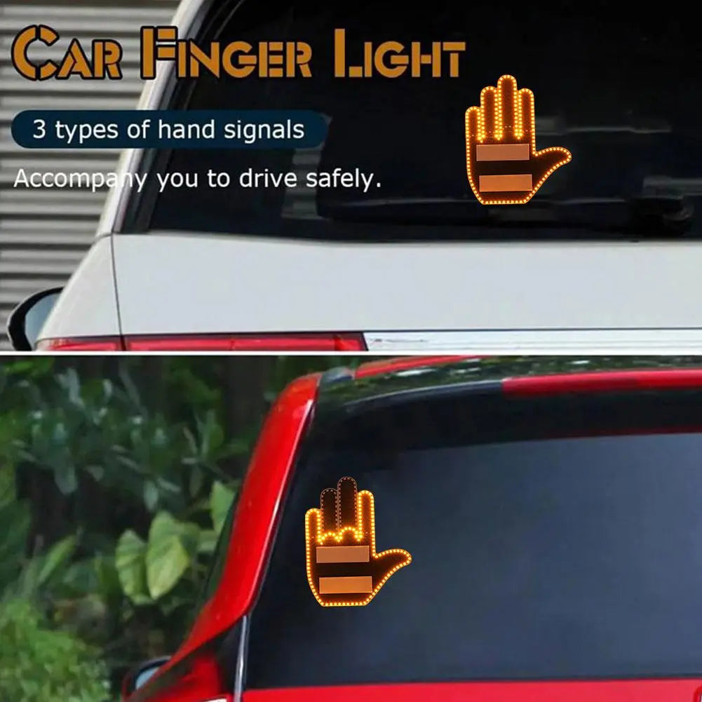 Funny Car Finger Light With Remote Road Rage Signs Middle Gesture Hand Lamp Sticker Glow Panel For Cars
