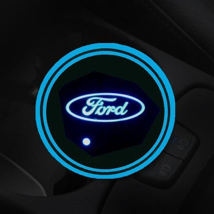 7 Colors Led Car Logo Cup Lights up Holder(1 pair)