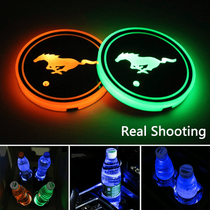 7 Colors Led Car Logo Cup Lights up Holder(1 pair)