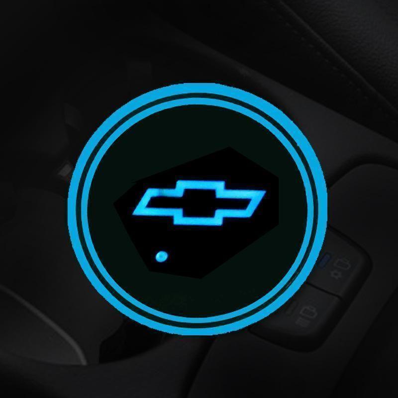 7 Colors Led Car Logo Cup Lights up Holder(1 pair)