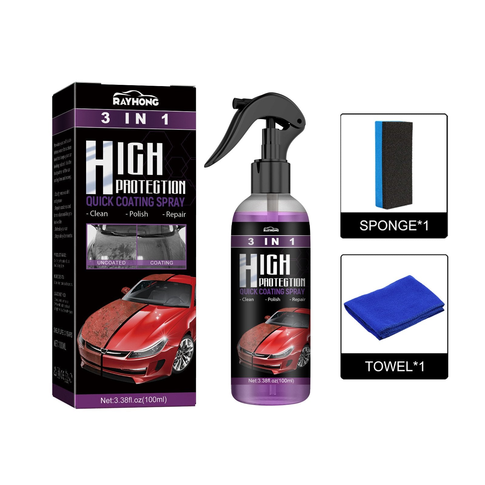 🔥Heiße Aktion - 47% RABATT⏰ 3 in 1 Hochschutz-Auto-Beschichtungsspray