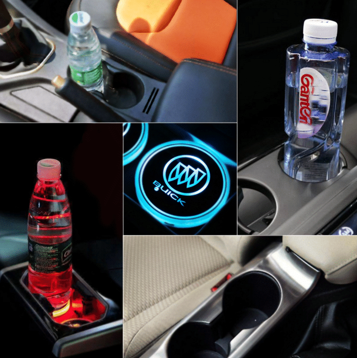 7 Colors Led Car Logo Cup Lights up Holder(1 pair)