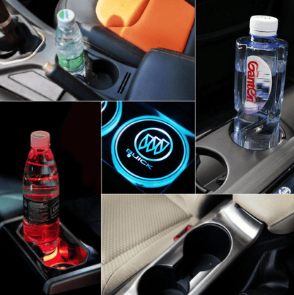 7 Colors Led Car Logo Cup Lights up Holder(1 pair)