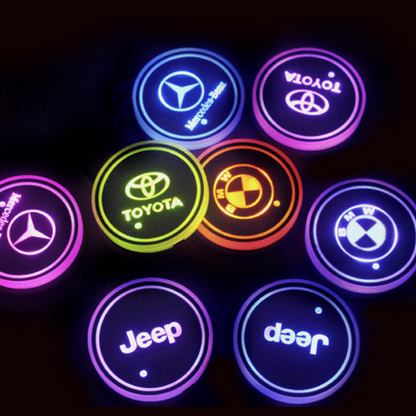 7 Colors Led Car Logo Cup Lights up Holder(1 pair)