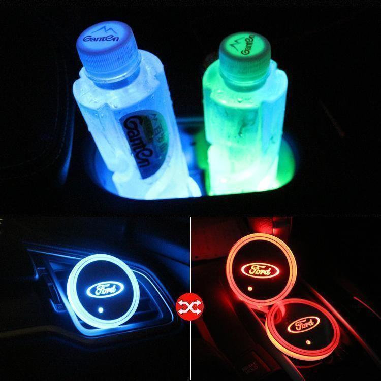 7 Colors Led Car Logo Cup Lights up Holder(1 pair)