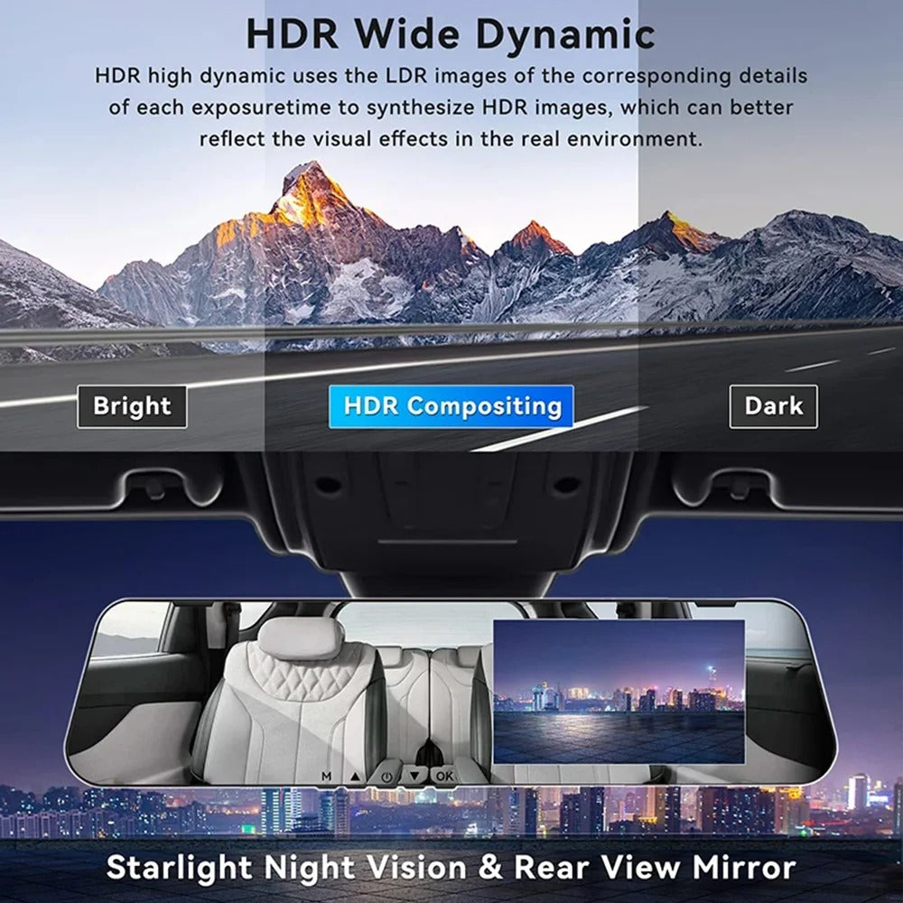 🎁 Dual-Lens Car Rear View Smart Mirror Camera