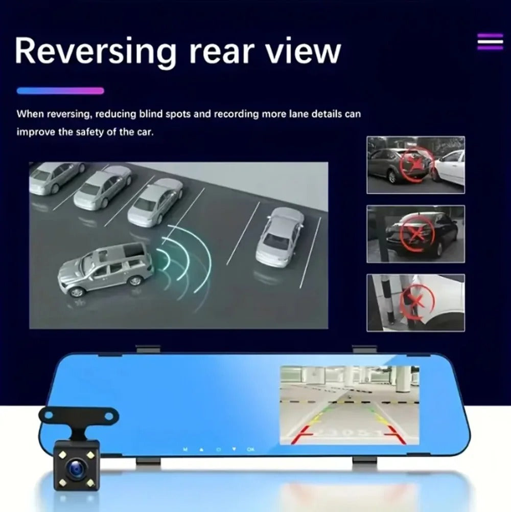🎁 Dual-Lens Car Rear View Smart Mirror Camera